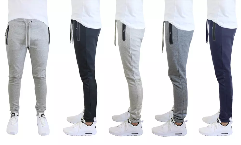 Men's Tech-Fleece Cotton-Blend Jogger Sweatpants with Zipper Pockets - Primary Image