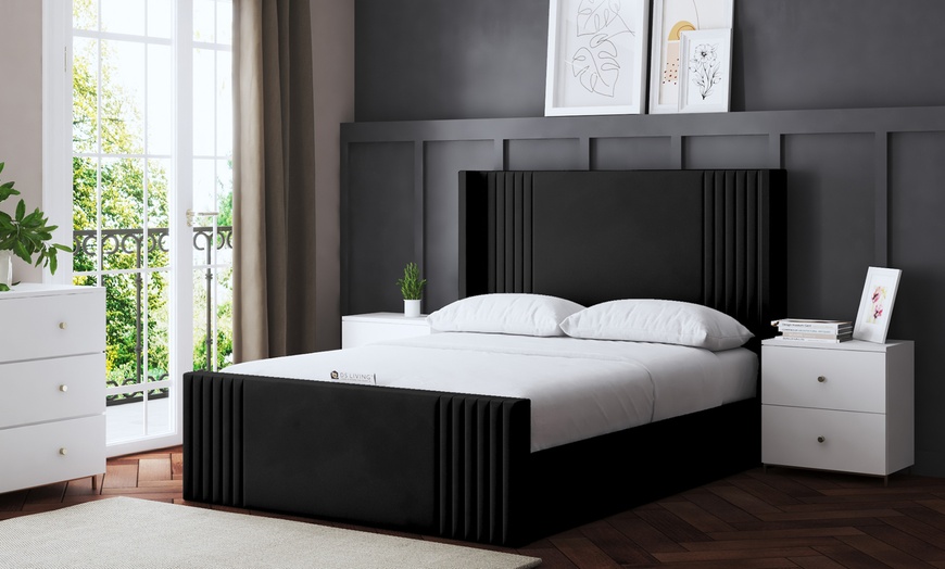 Image 3: Elara Wing Panel Ottoman Bed With Optional Mattress