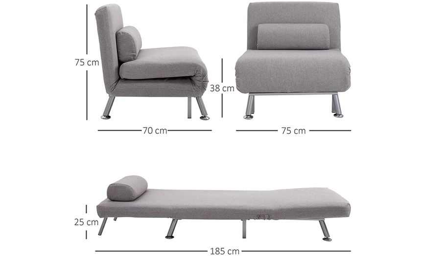 Image 9: HomCom Foldable Single Sofa Bed