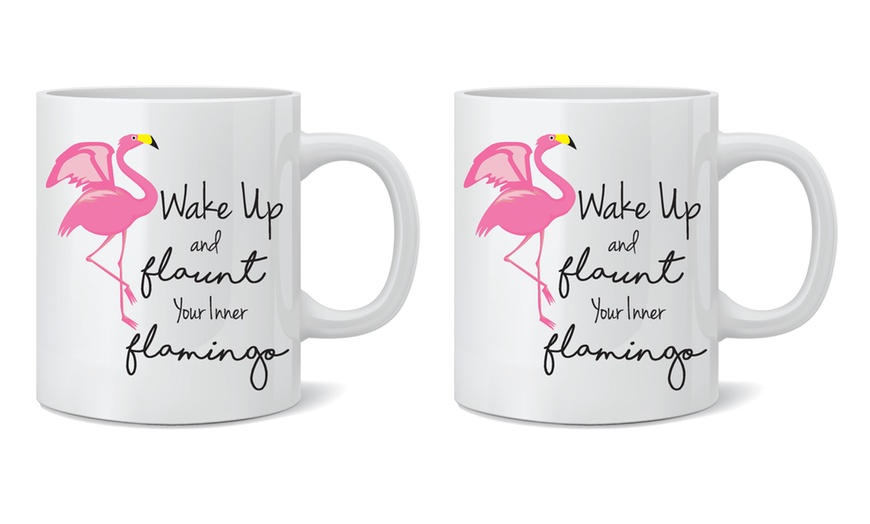 Image 19: One or Two Flamingo Print Mugs