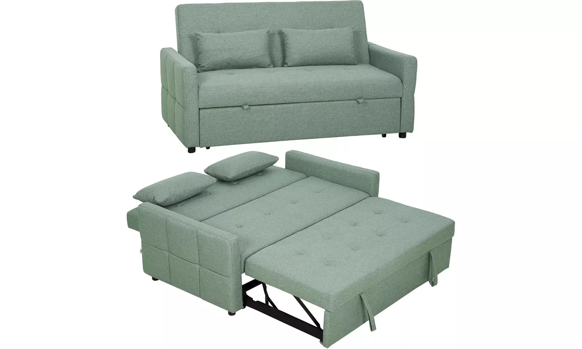 HomCom 2-in-1 Sofa Bed Convertible Lounger with Linen-Look Upholstery