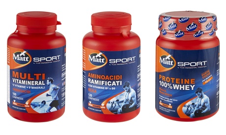 2 o 3 integratori multivitaminici Matt, disponibili in 3 tipologie