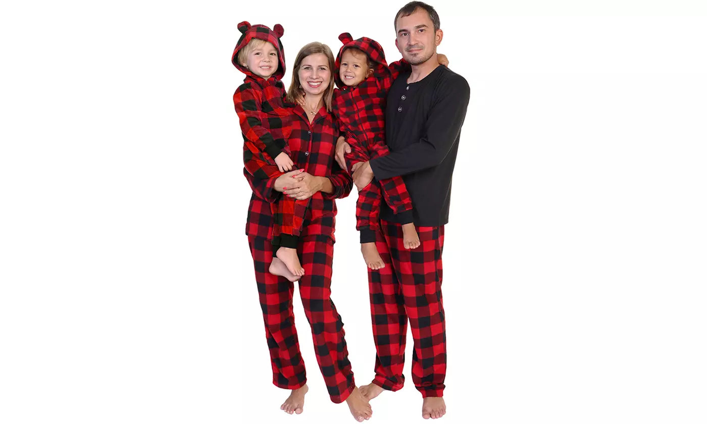 Angelina Cozy Fleece Holiday Family Matching Pajama Set or Romper. Plus Sizes Available. - Primary Image