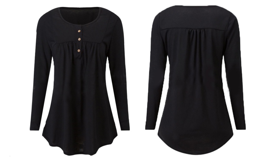 Image 2: Women's Long Sleeve Button Placket Top