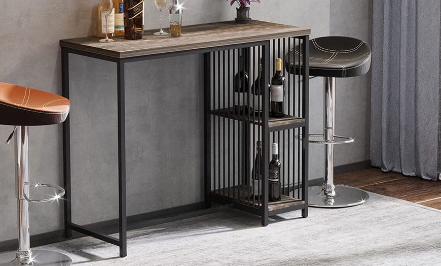 Image 4: HomCom Industrial Bar Table with Shelves