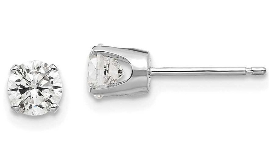 Image 3: Paris Jewelry 14K White Gold Plated 4.25mm Cubic Zirconia CZ Stud Earrings