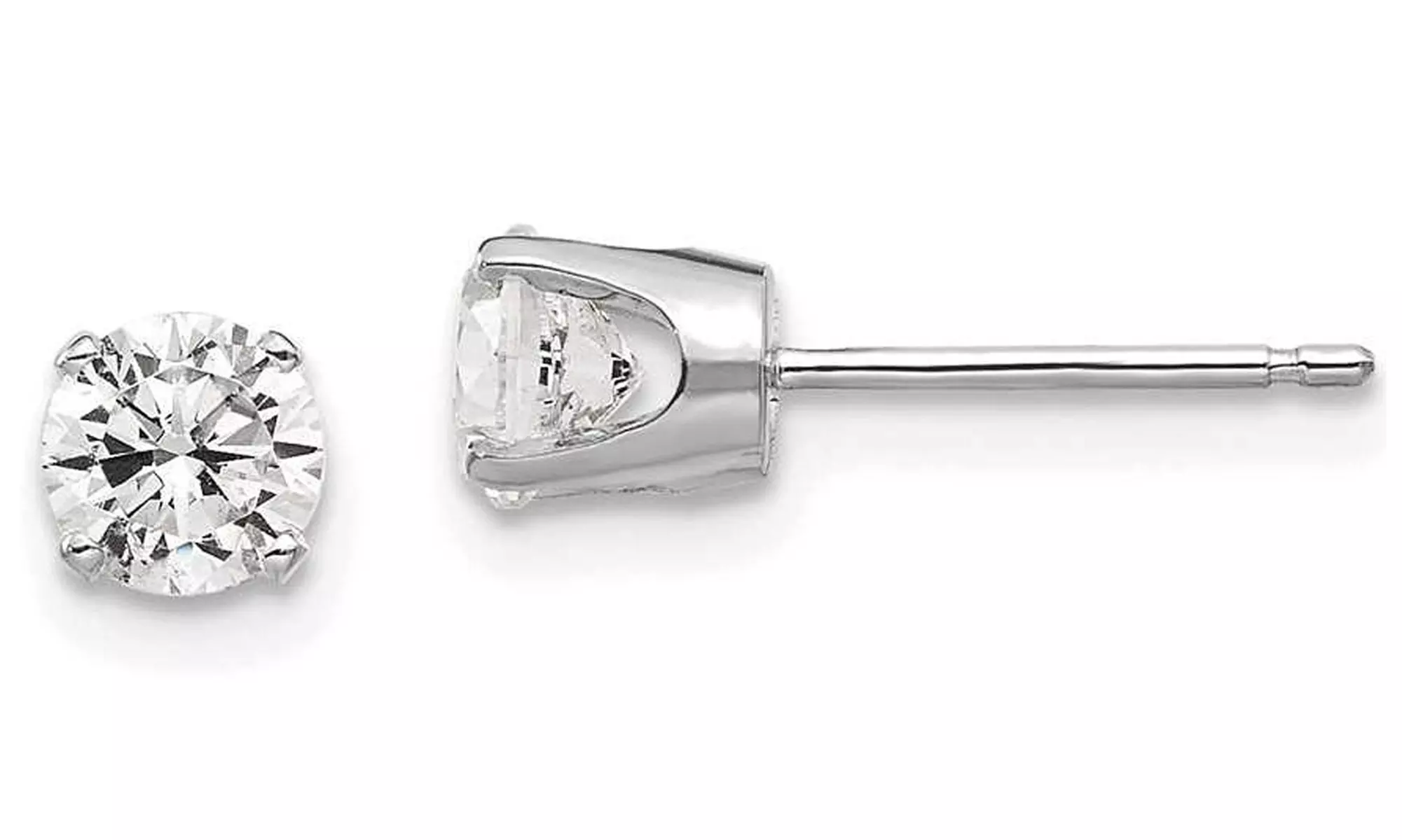 Paris Jewelry 14K White Gold Plated 4.25mm Cubic Zirconia CZ Stud Earrings