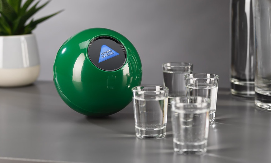 Image 1: Menkind Mystery 8 Ball Drinking Game including Four Shot Glasses