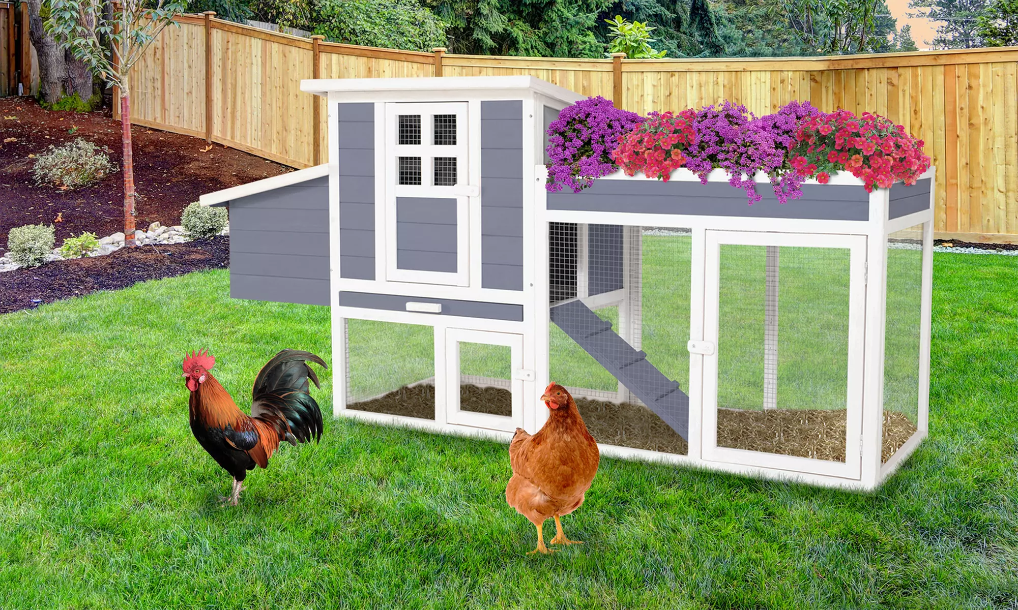 Poulailler 2 en 1 avec jardinière et pondoir, livraison offerte - Primary Image