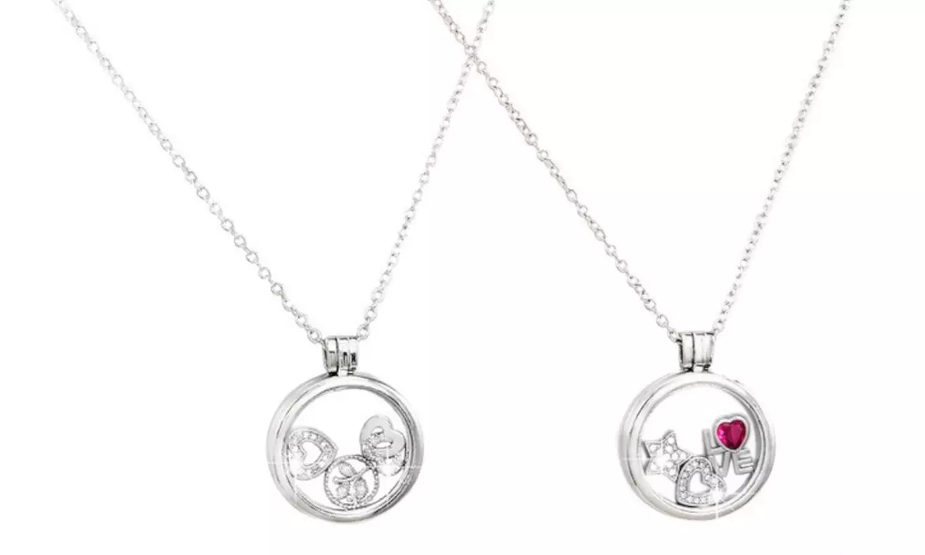 1 ou 2 pendentifs cœur avec collier ornés de cristaux Swarovski - Primary Image