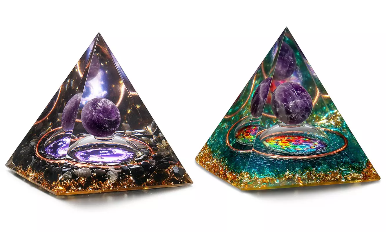 Amethyst Crystal Sphere Orgonite Pyramid Obsidian Chakra Energy Orgone Stone