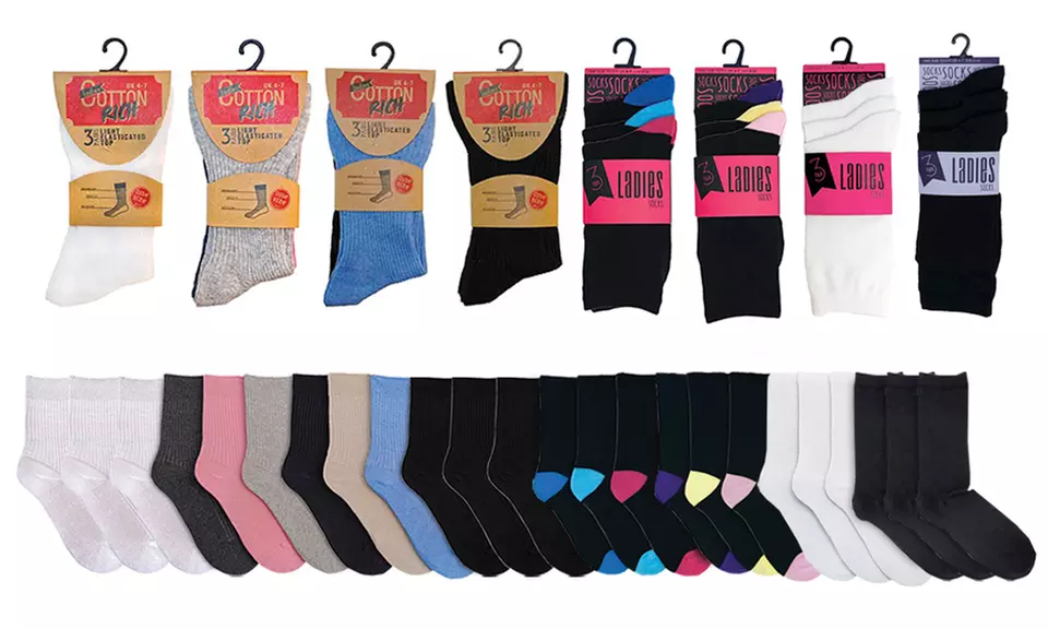 Pack de 12 ou 24 chaussettes unies pour femme - Primary Image