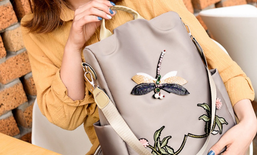 Image 5: Embroidered Dragonfly Backpack 