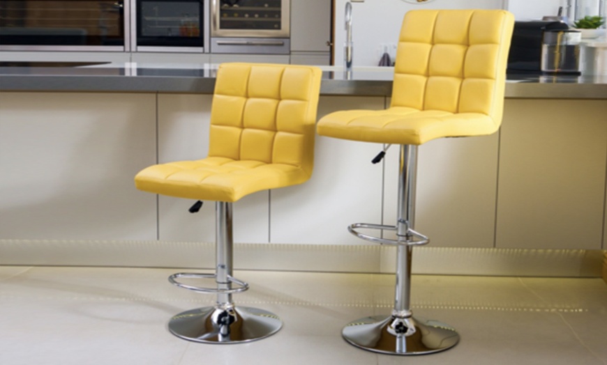 Image 5: Set of Two Juno Adjustable Faux Leather Bar Stools