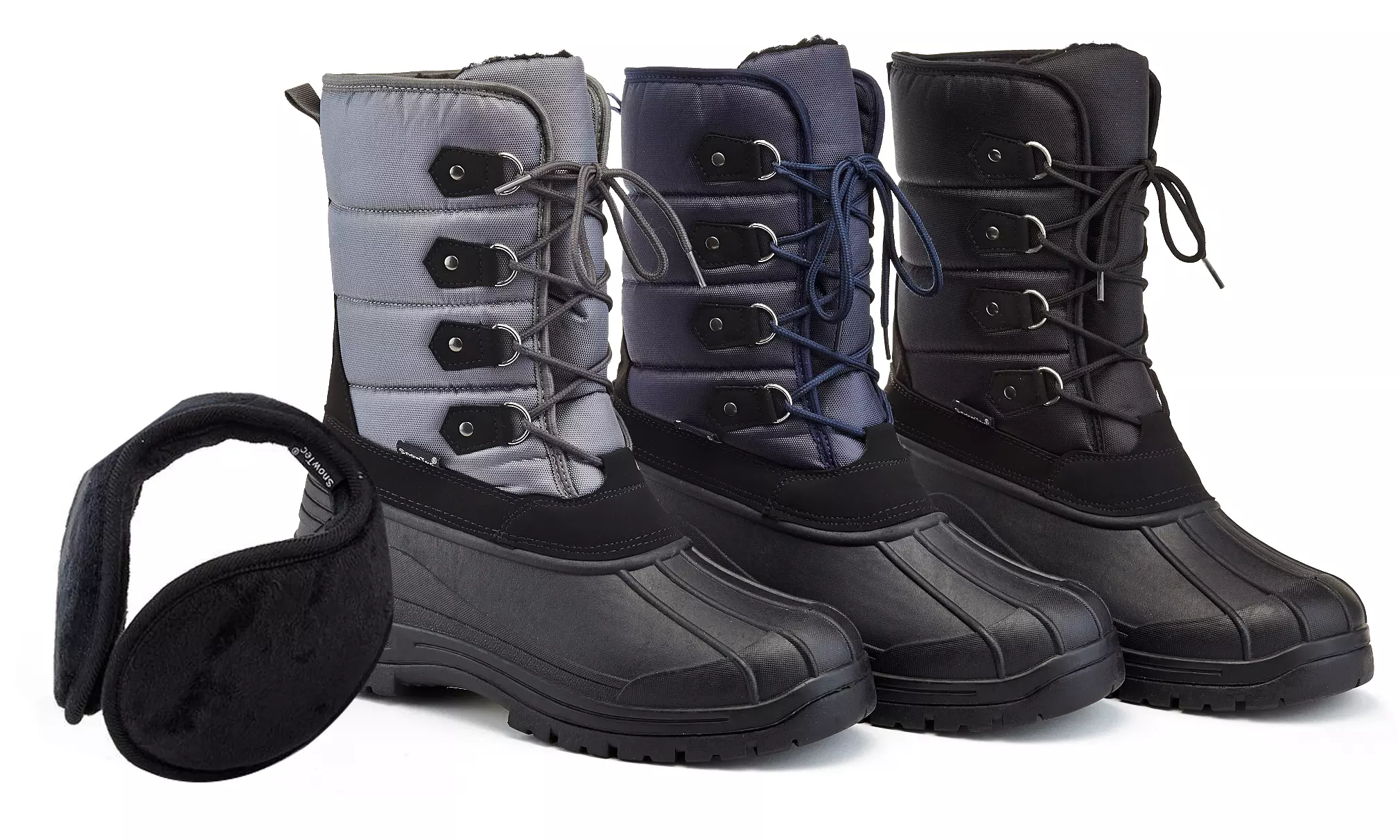 Snow Tec Freddy Men's Waterproof Snow Boots with Free Earmuffs - Primary Image