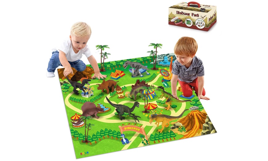 Image 1: SOKA Dinosaur Toy Set with Activity Play Mat