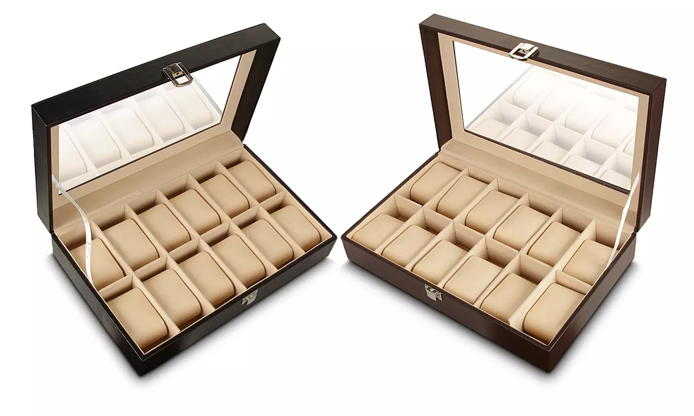 Leather 12-Compartment Watch Box - Primary Image