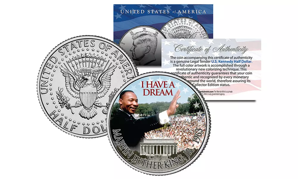 Martin Luther King Jr. "I Have a Dream" 50th Anniversary Colorized $2 Bill with Bonus JFK Half-Dollar Coin - Second Medium