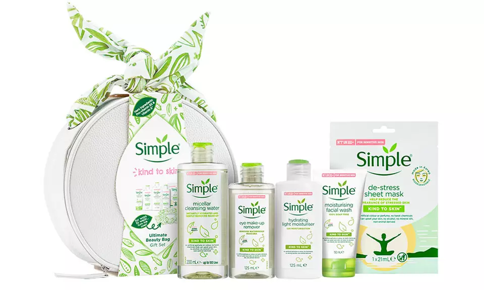 1, 2 o 3 sets de regalo con cosméticos faciales Simple con mascarilla, crema, limpiador, agua micelar y desmaquillante - Primary Image