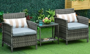 Outsunny Rattan-Effect Bistro Furniture Set