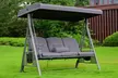 Hollywoodschaukel „Descanso" für 3 Personen – mit UV-beständigem Sonnendach, Stahlrahmen & bequemen Polstern in Grau - Second Medium