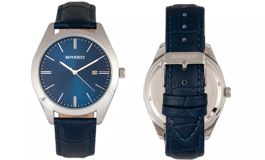 Image 7: Horloges met datum en leren band