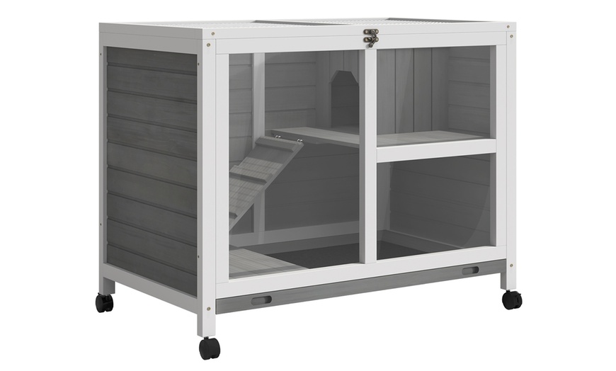 Up To 2% Off PawHut Grey Wooden Minimal Rabbit Hutch | Groupon