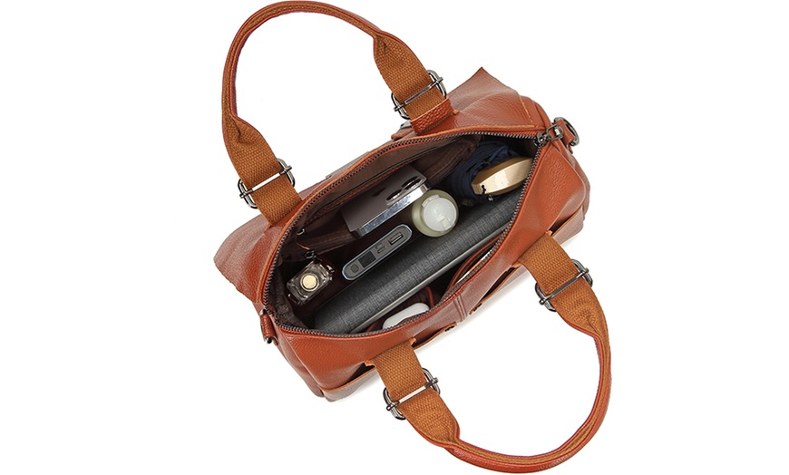 Image 10: Premium Leather Crossbody Bag With Large Capacity