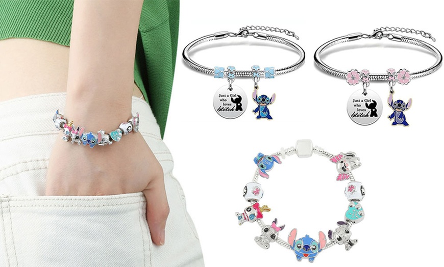 Image 1: Two-Piece Stitch Inspired DIY Charm Bracelets