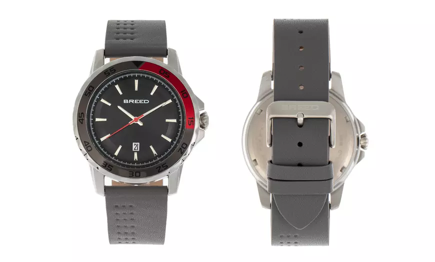 Image 8: Horloges met leren band