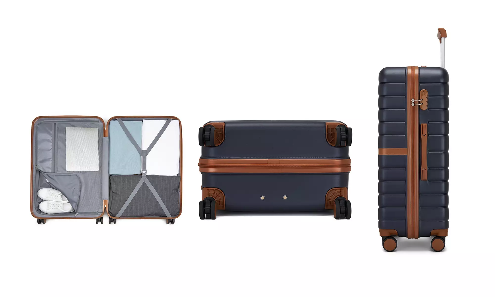 KONO Stylish Stripe Design Suitcase with Spinner Wheels