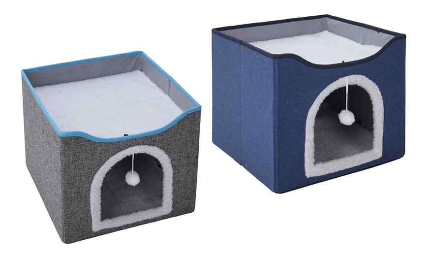 Image 1: Multifunctional Foldable Cat Bed with Scratching Pad 