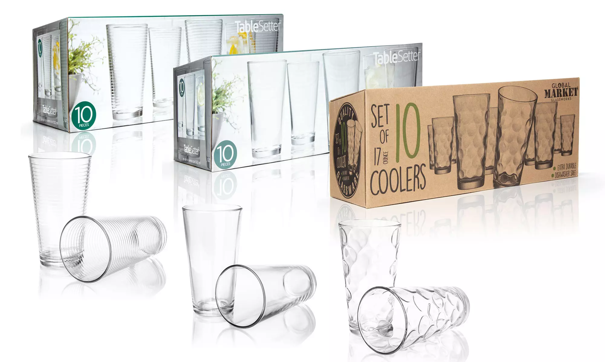 Closeout: Heavyweight 17oz Drinking Glasses (Set of 10)
 - Primary Image