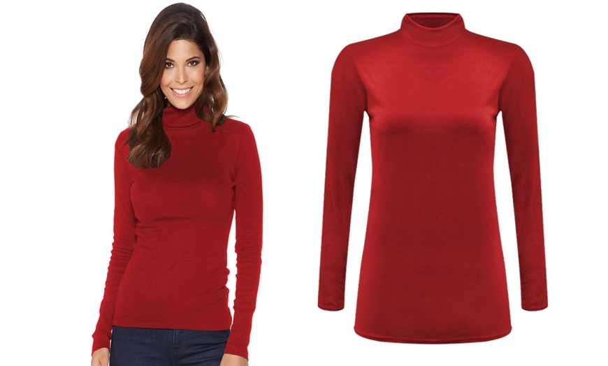 Image 11: Women's Polo Neck Jersey Tops