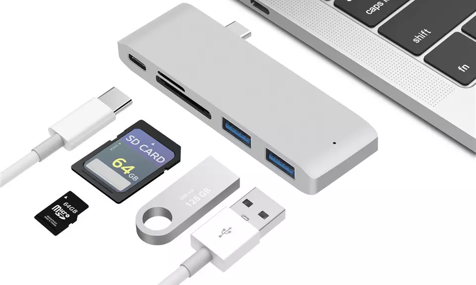 USB-C-hubs voor Apple MacBook, met USB 3.0-aansluitingen en SD-kaartsleuf - Primary Image