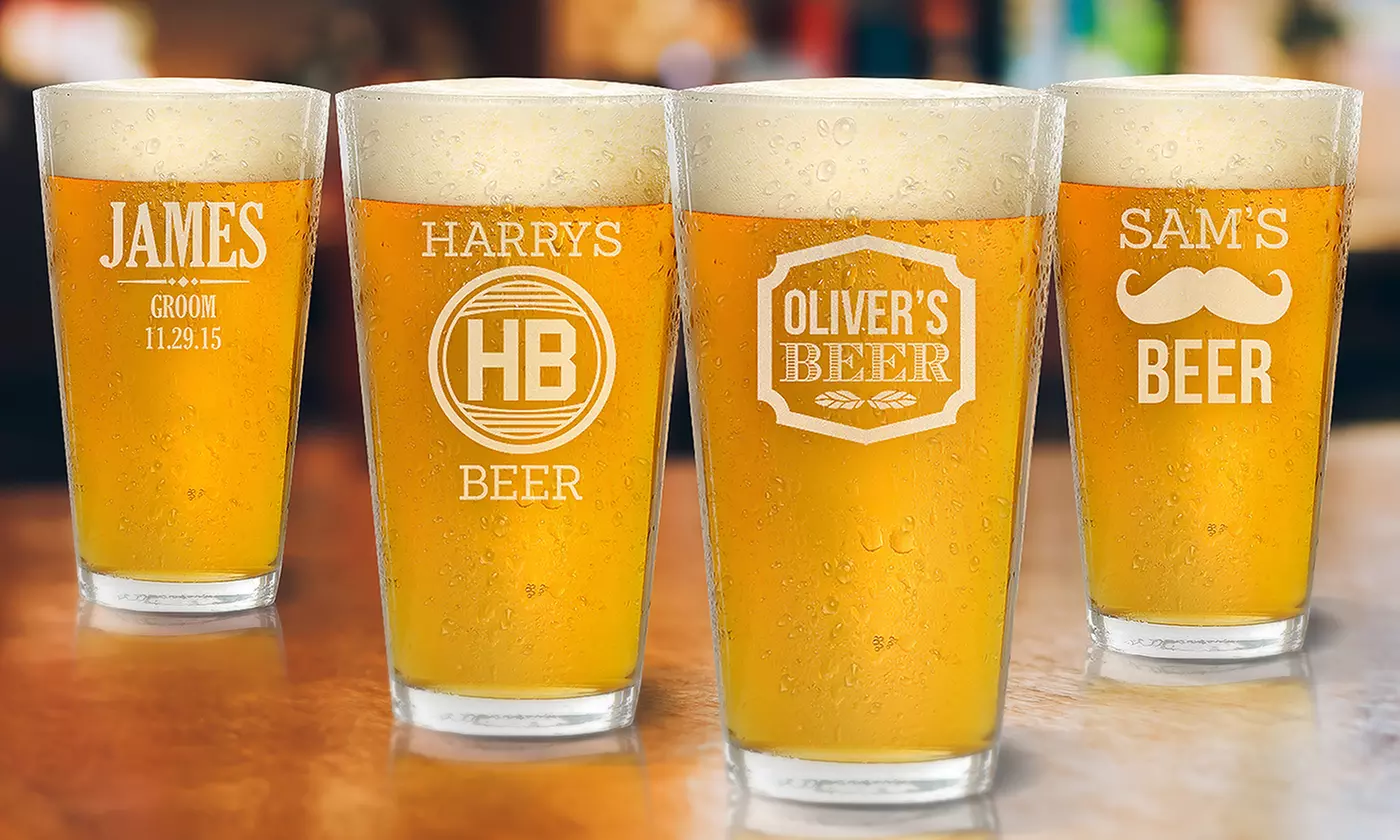 Personalized Standard 16oz. Beer Glasses from Fabness (1-, 2-, 4-, or 8-Pack) (Up to 72% Off) - Primary Image