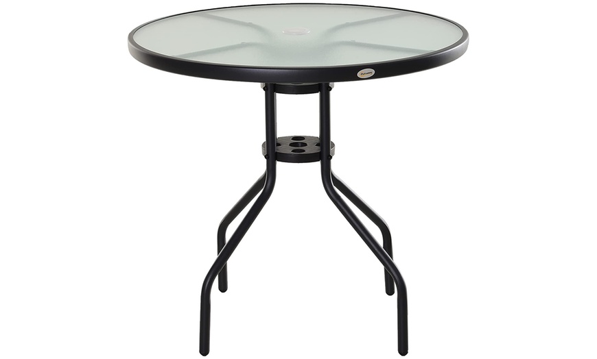 Image 3: Outsunny Outdoor Glass Top Table