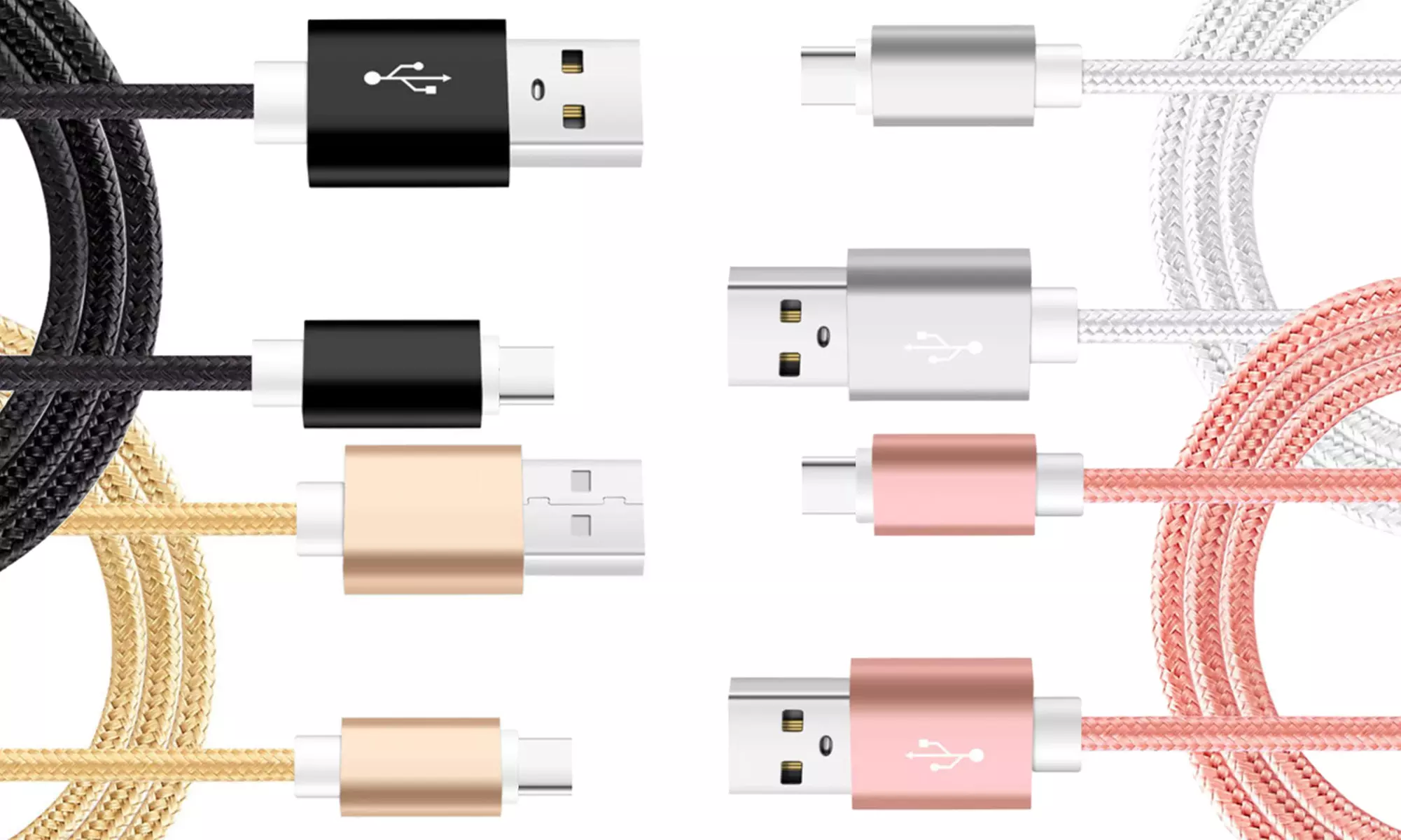 4er-Pack Ladekabel mit USB-C, Mircro-USB oder Lightning®-Connector - Second Medium