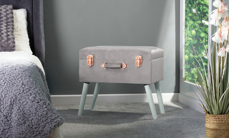 Image 2: Velvet Storage Stool