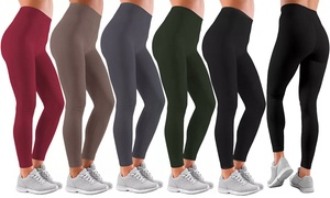  Women's Full-Length Warm Fleece-Lined Seamless Leggings 