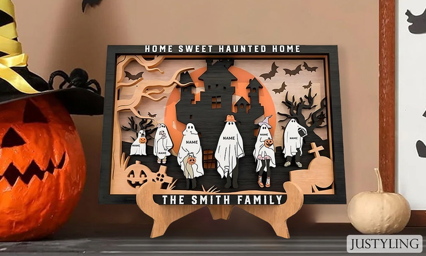 Image 2: Spooky Halloween Family Sign - 1 or 2-Pack from Yes Bobbleheads