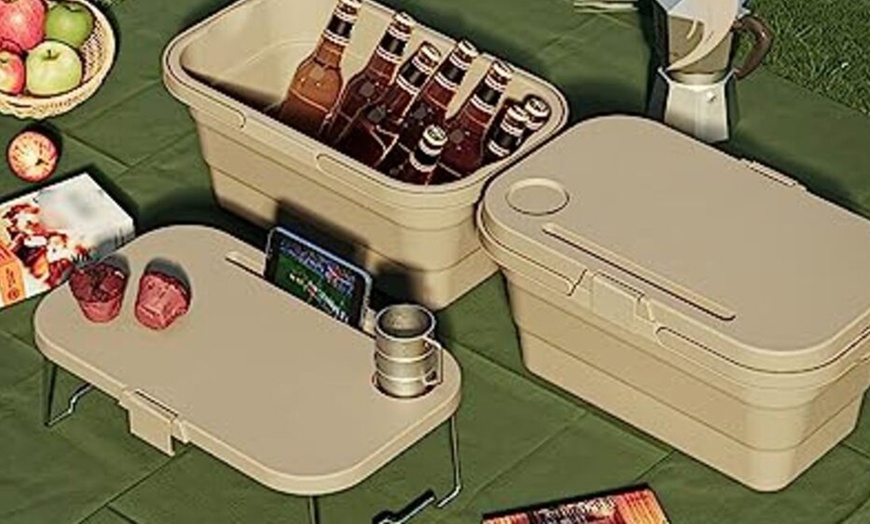 Image 3: Foldable Picnic Basket with Lid