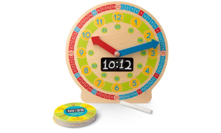 Image 1: Wooden Learning Clock