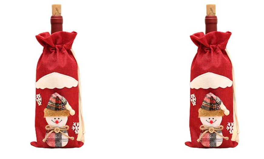 Image 9: One, Two or Four Christmas Wine Bottle Cover Bags