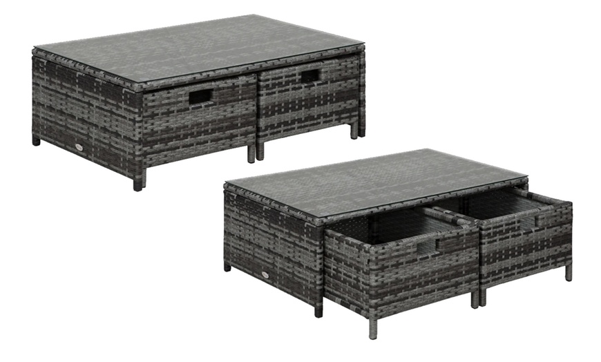 Image 5: Outsunny Four-Piece Rattan-Effect Outdoor Furniture Set