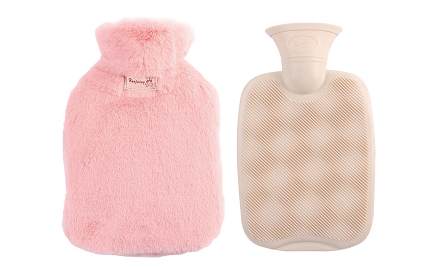 Image 4: Hot Water Bottle with Plush Cover