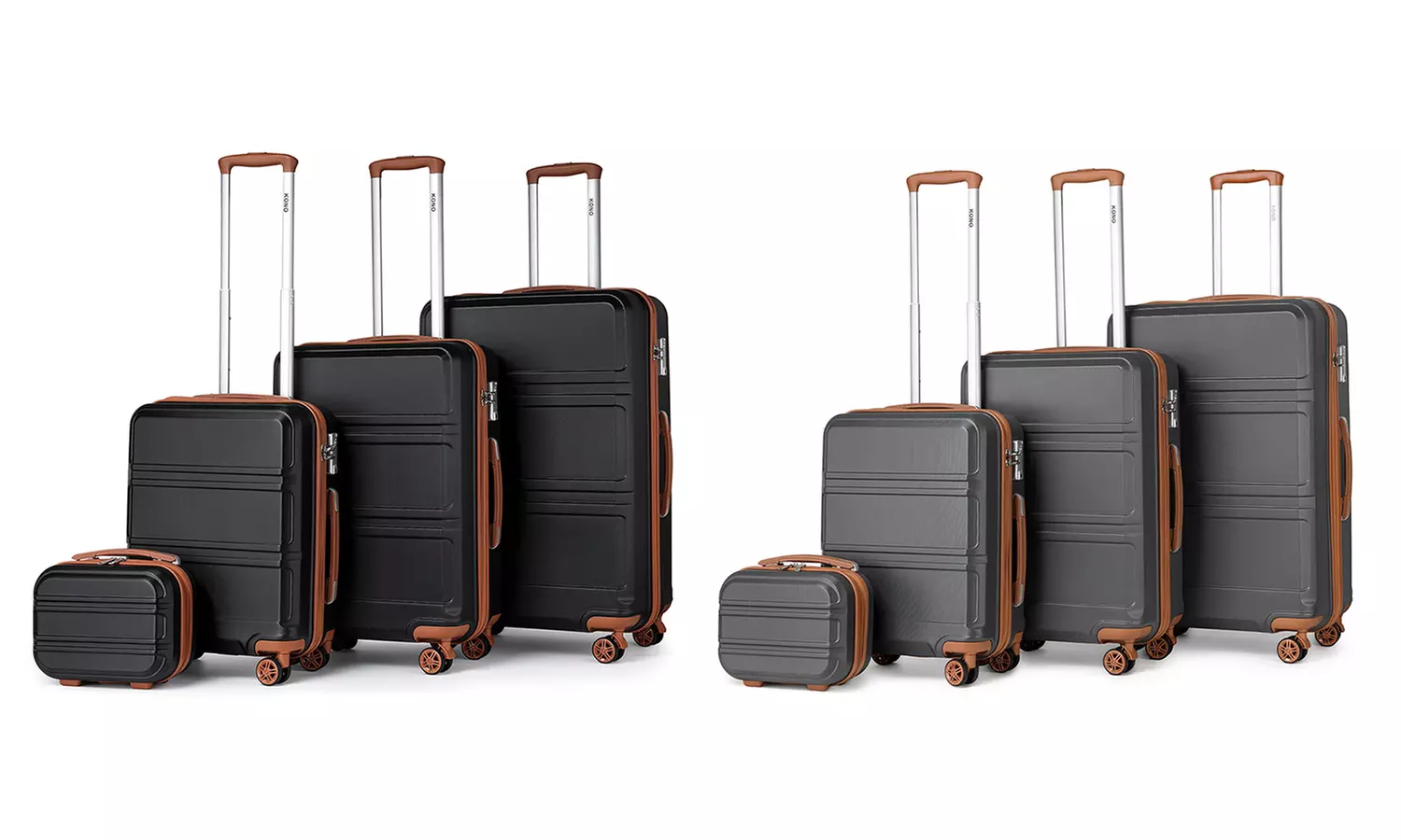 1x oder 4x KONO Reisekoffer bzw. Kosmetikkoffer in Grau/Braun oder Schwarz/Braun - Primary Image