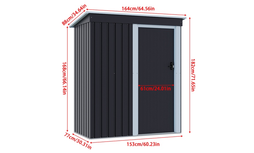 Image 7: 5ft x 3ft Charcoal Black Steel Storage Shed
