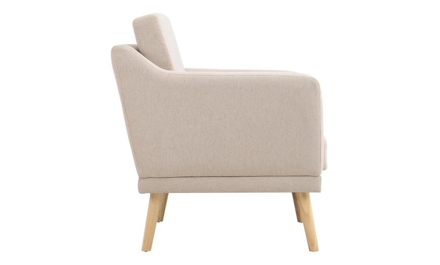 Image 3: Linen Upholstered Padded Armchair for Home and Office