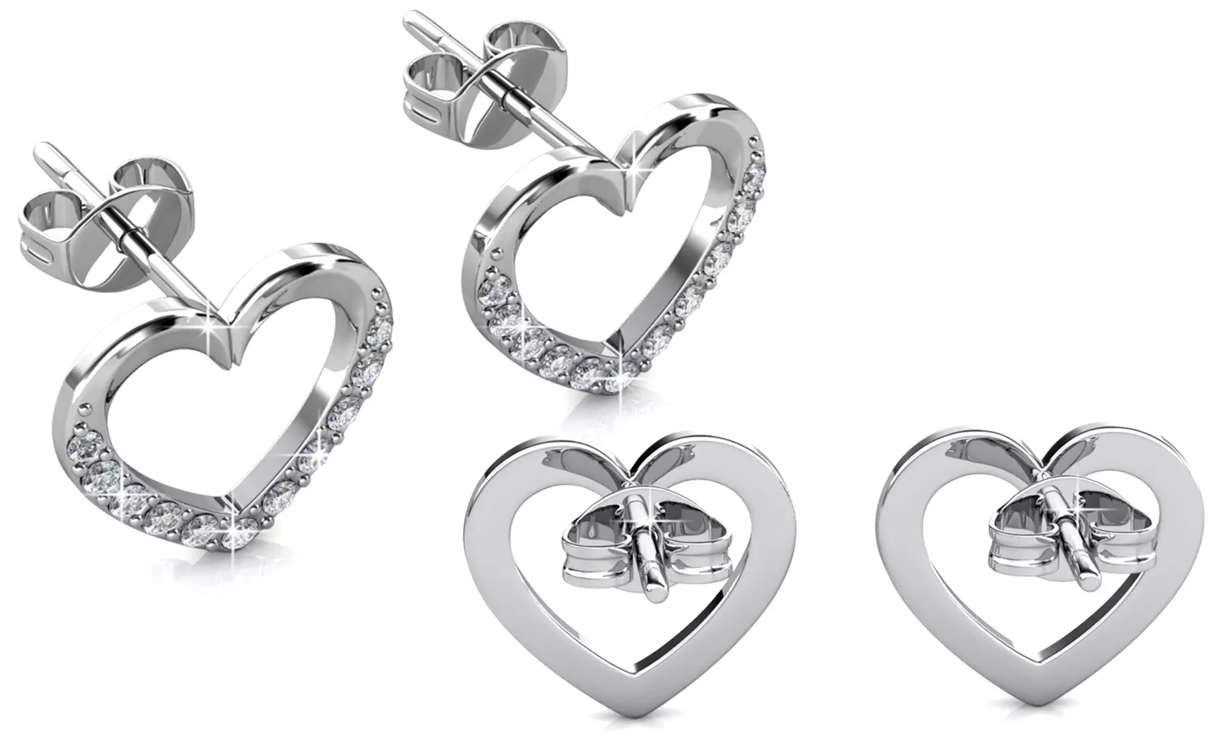 1, 2 of 3 paar oorbellen in hart-vorm